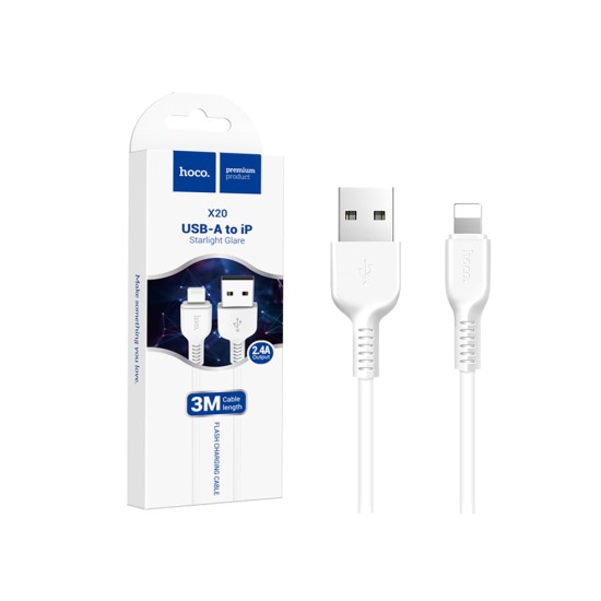 Hoco Charging Cable X20 Flash Lightning 3M White